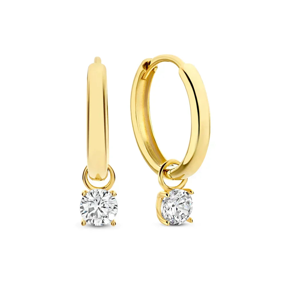 Pendientes aro dorados con piedra