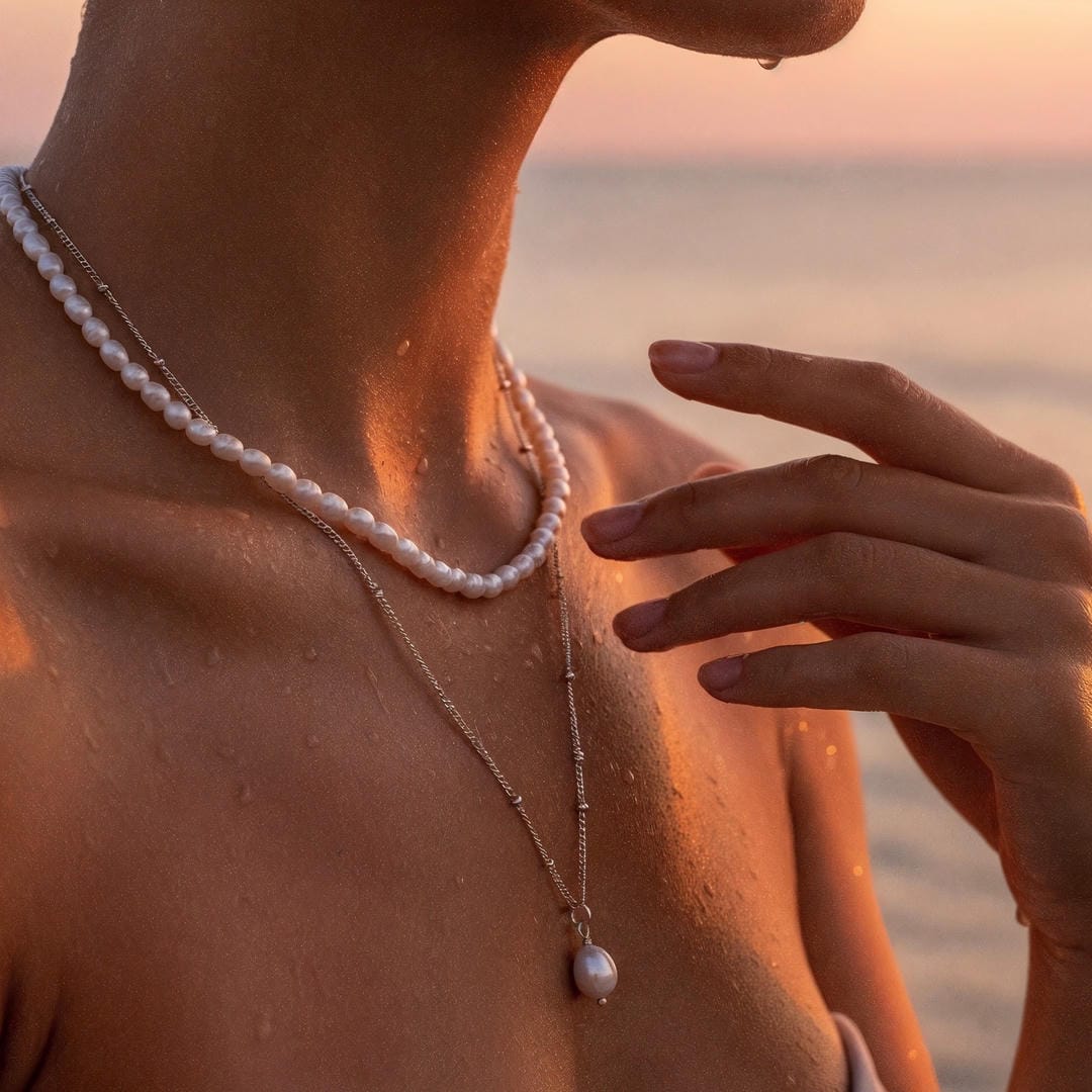 Conjunto de collares de perlas con armonía radiante — Carmen, Lucía & Rocío