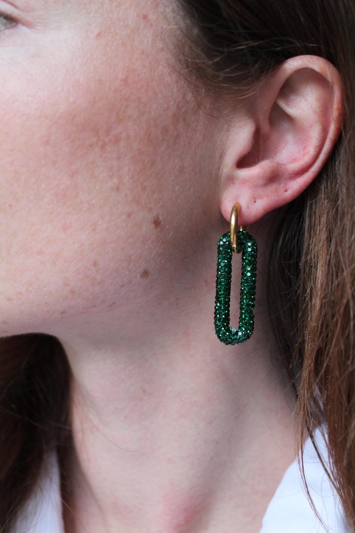 Pendientes de aro con eslabones rectangulares pavé – imagen 5