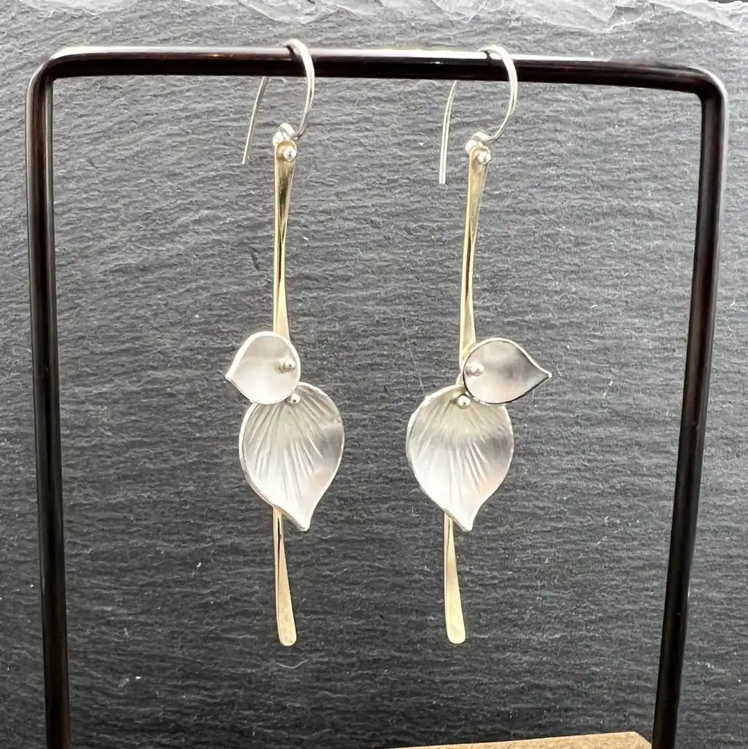 Pendientes vintage de hoja plateada – imagen 3