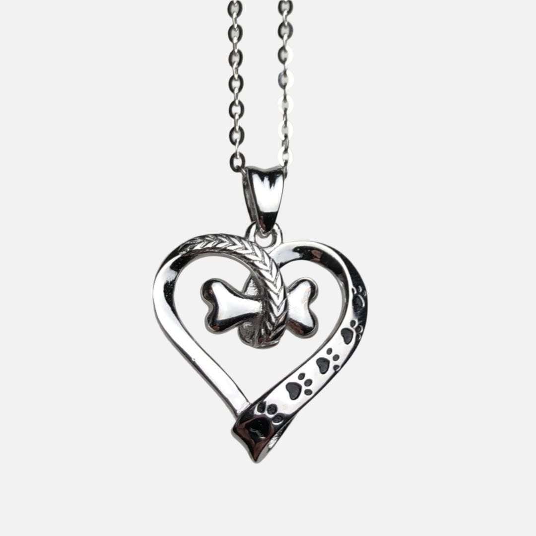 Collar corazón con huella de perro en acero inoxidable – imagen 2