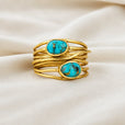 Anillo envolvente dorado con turquesa – imagen 2