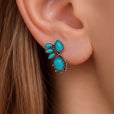Pendientes florales geométricos en turquesa – imagen 2