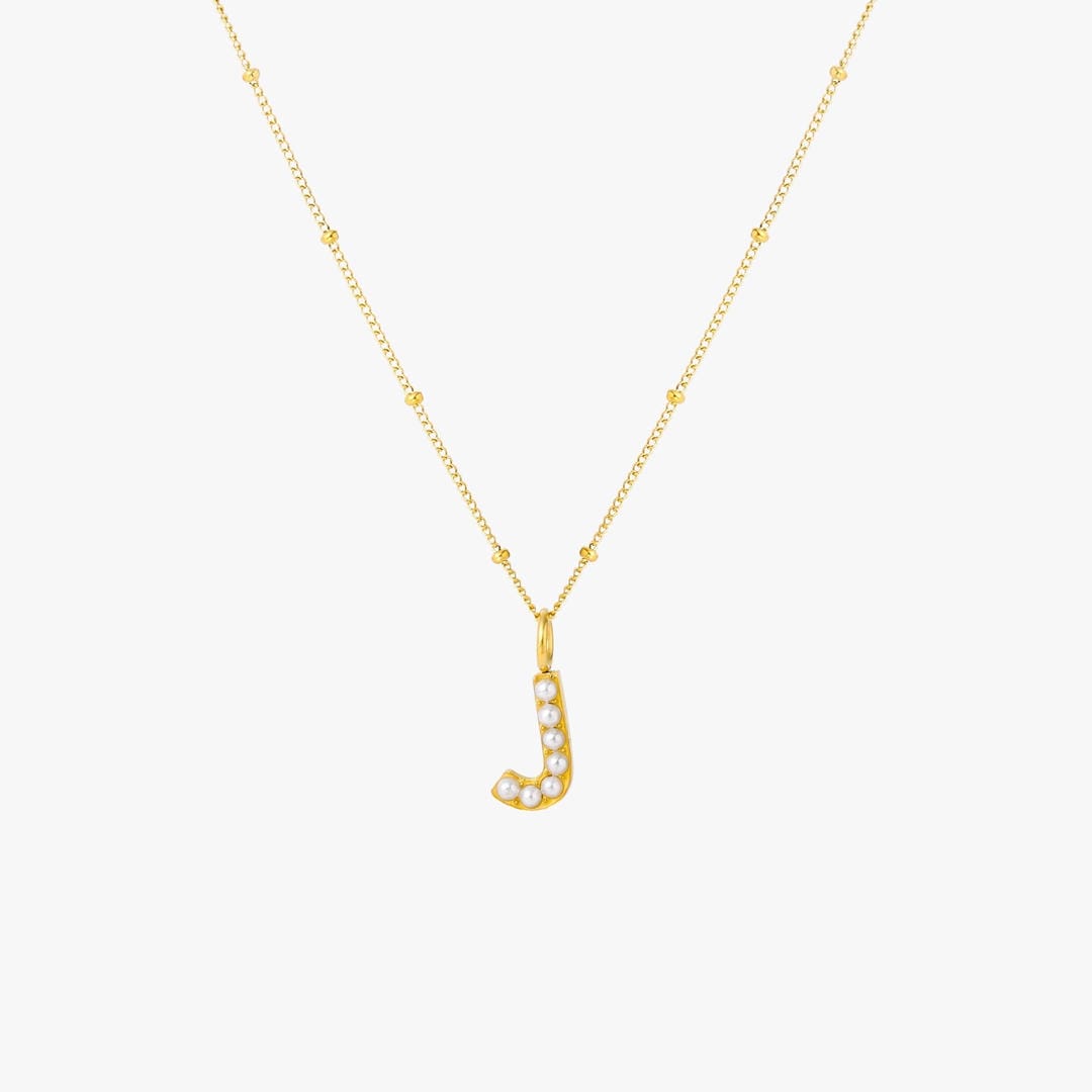 Collar con colgante inicial de perla – imagen 14