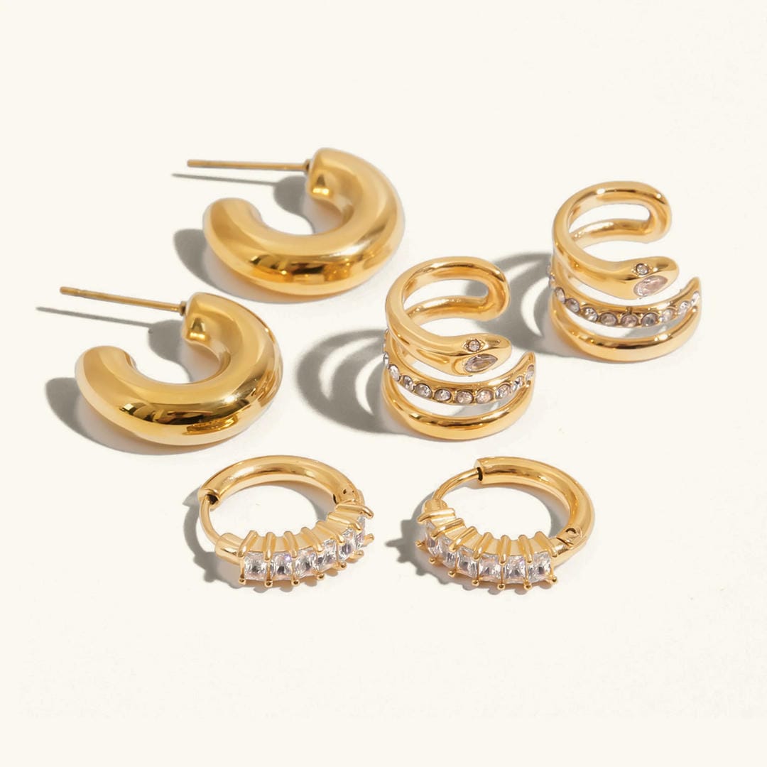 Conjunto de pendientes Esencial de oro Carmen, Lucía & Rocío