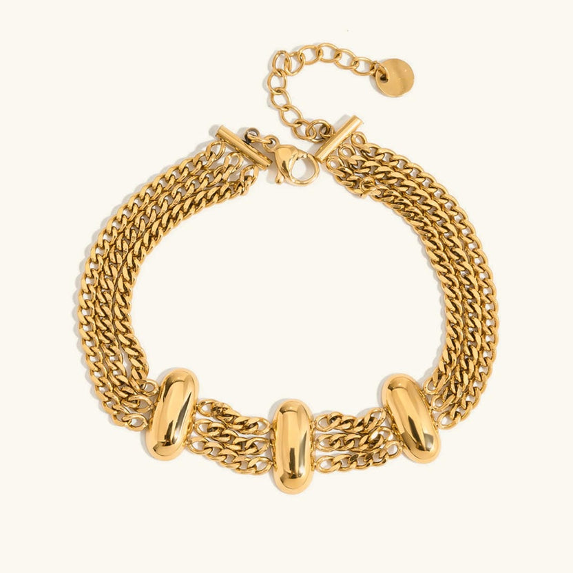Pulsera elegante de cadena dorada en capas