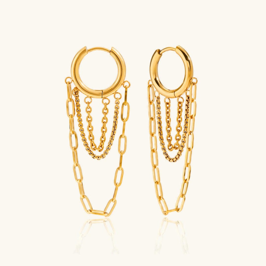 Pendientes de aro con cadena brillantes