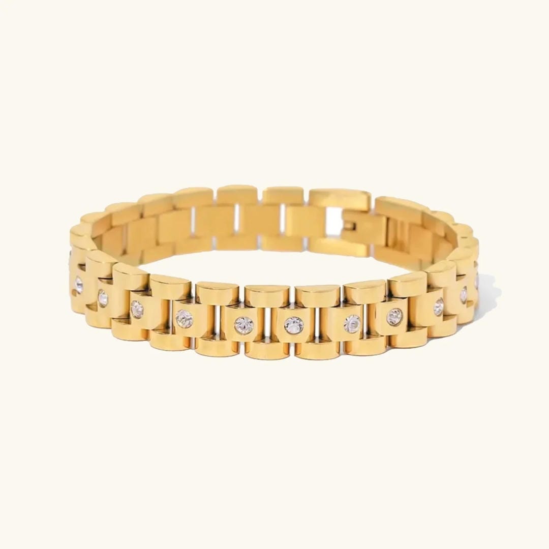 Correa de reloj de eslabones dorada elegante