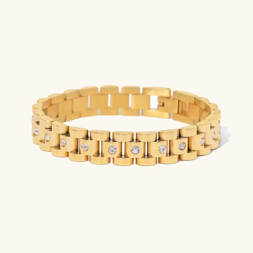 Correa de reloj de eslabones dorada elegante