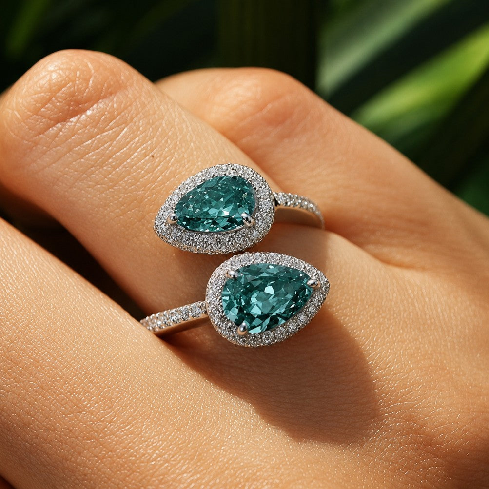Anillo de lujo con circonita en forma de gota – imagen 2