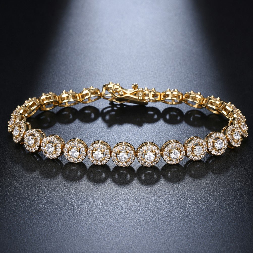 Pulsera redonda de circonita brillante
