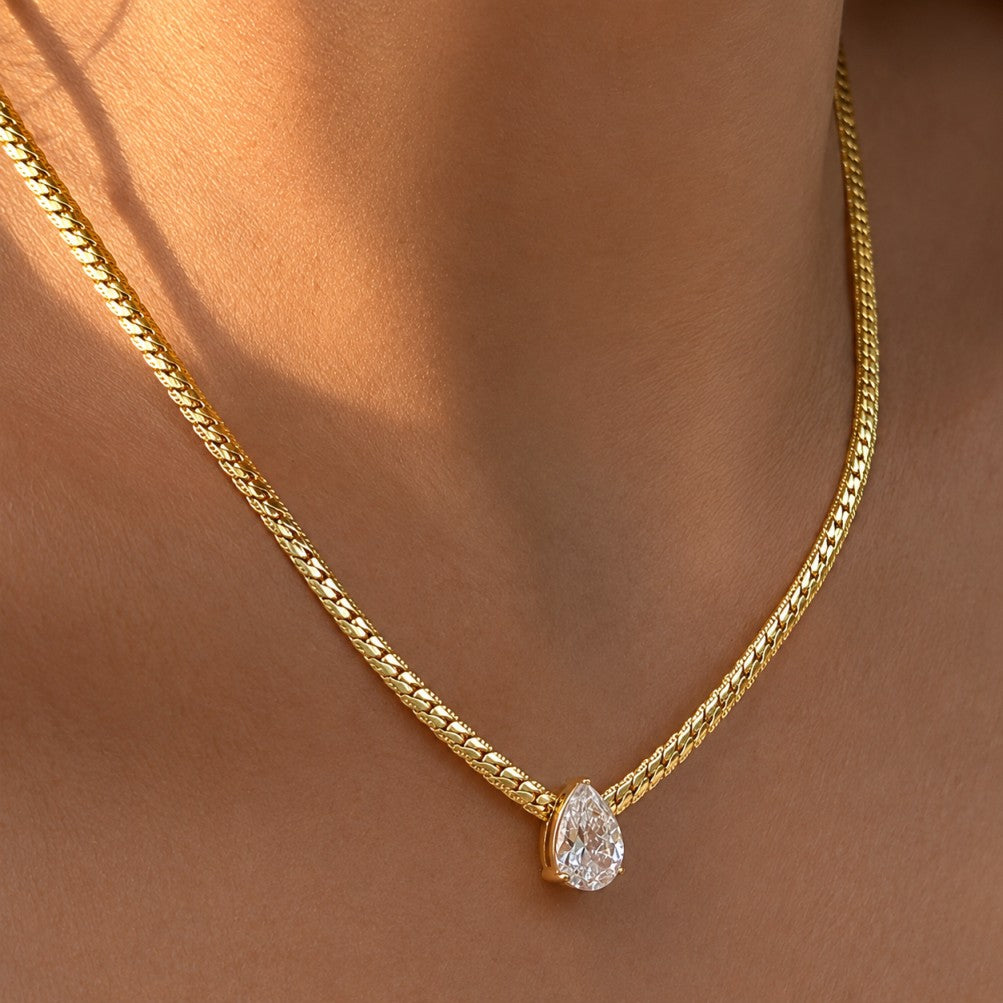 Collar de serpiente con circonita en forma de lágrima – imagen 2