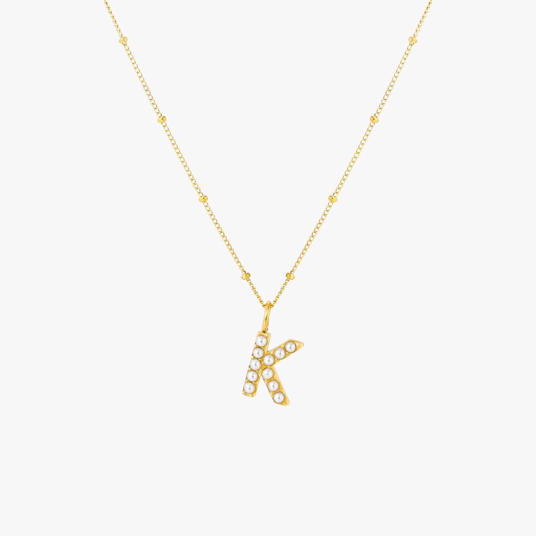 Collar con colgante inicial de perla – imagen 15