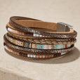 Pulsera bohemia multicapa de cuero con cuentas – imagen 2