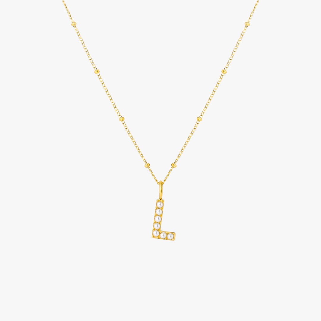 Collar con colgante inicial de perla – imagen 16