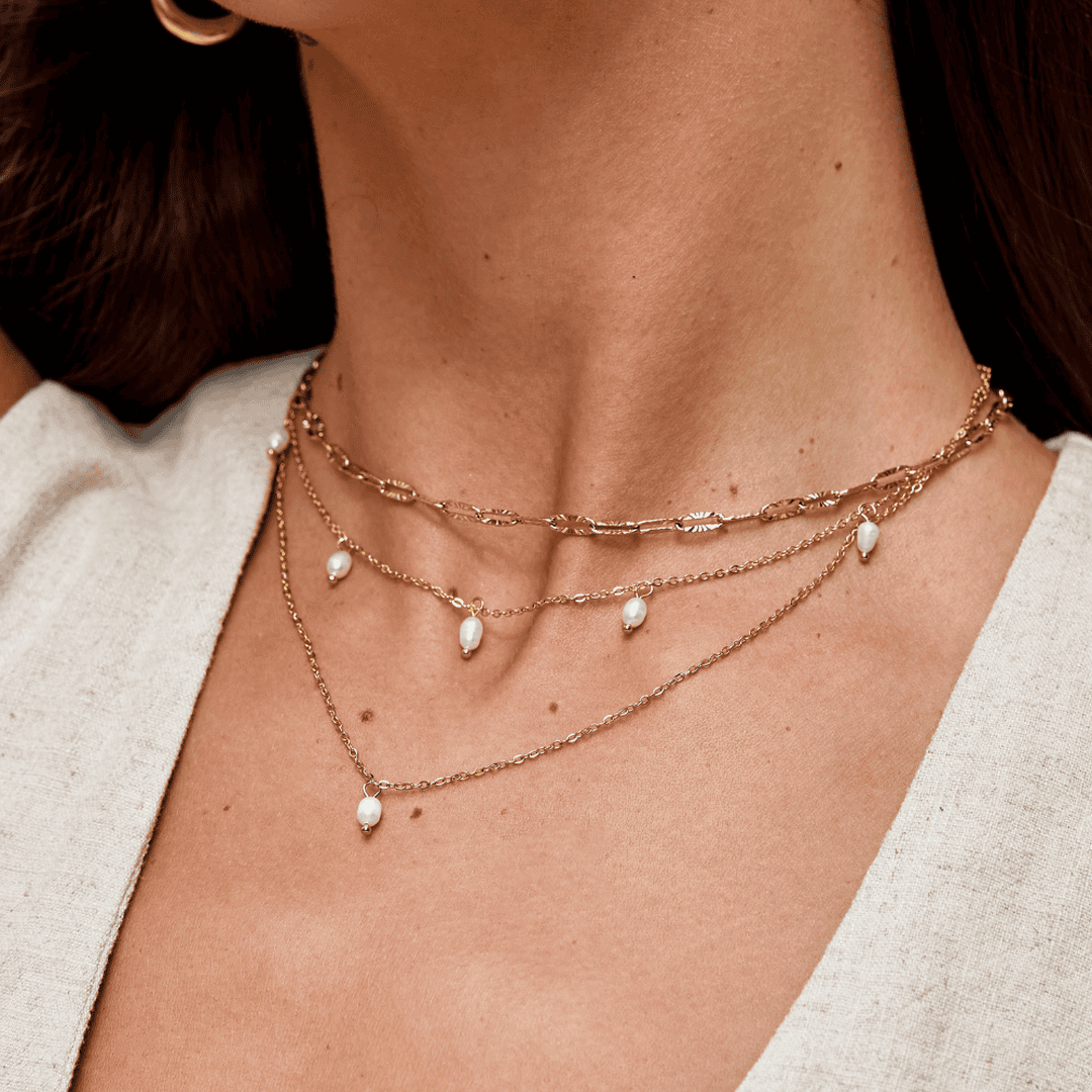 Collar Kay de perlas colgantes por capas – imagen 4