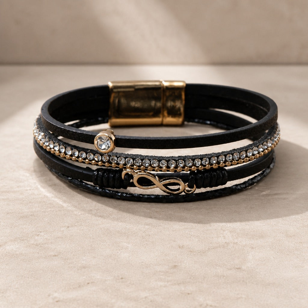 Pulsera envolvente de piel sintética con circonitas – imagen 3