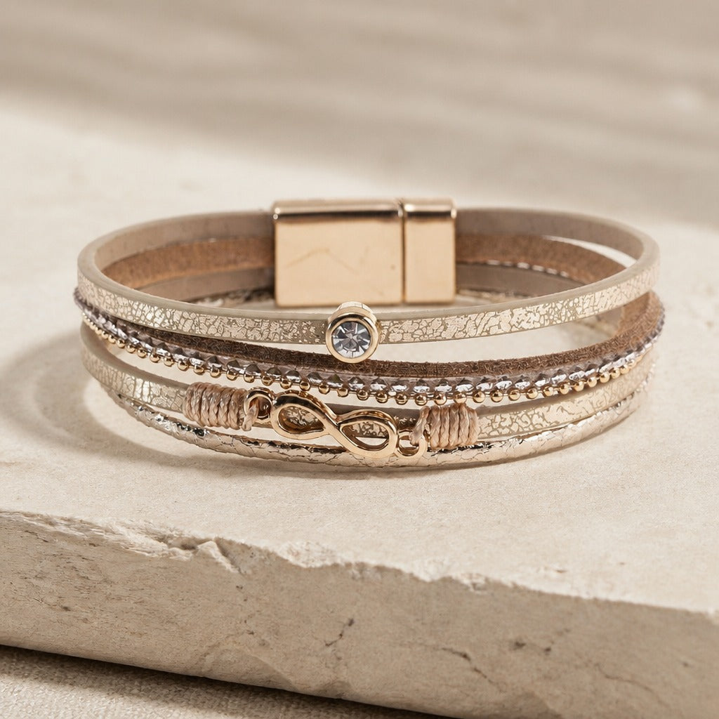 Pulsera envolvente de piel sintética con circonitas – imagen 2