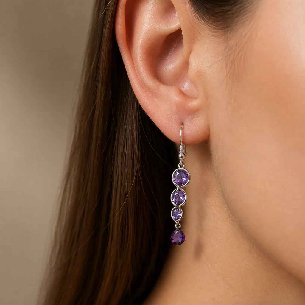Pendientes de plata con gota entrelazada