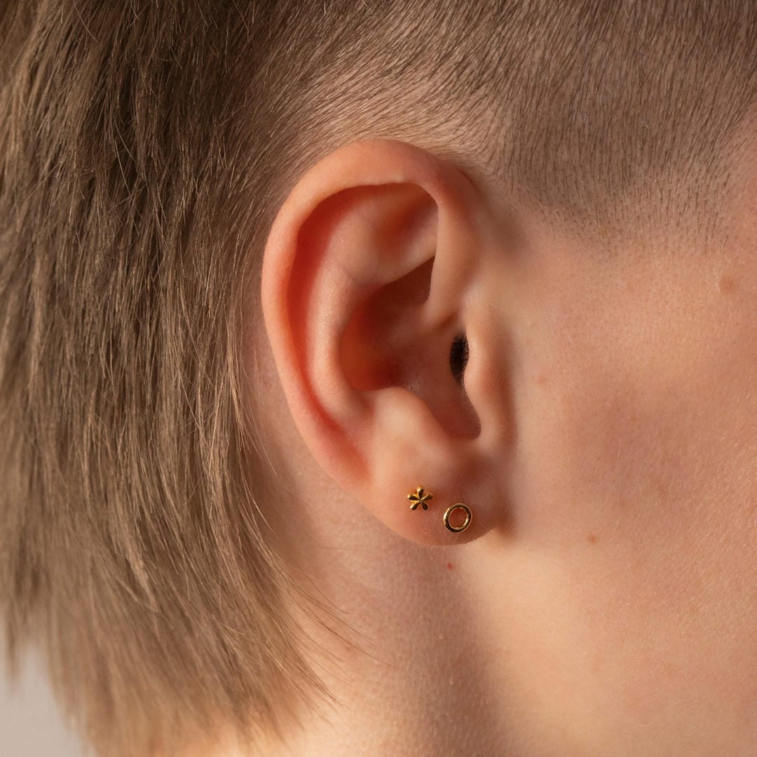 Pendientes micro circulares en oro o plata – imagen 2