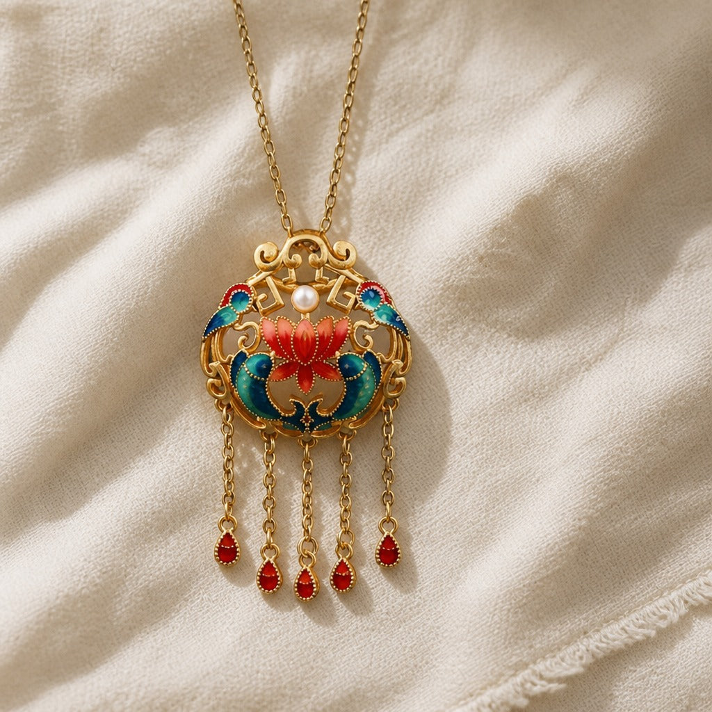 Collar de loto y koi con borlas – imagen 2
