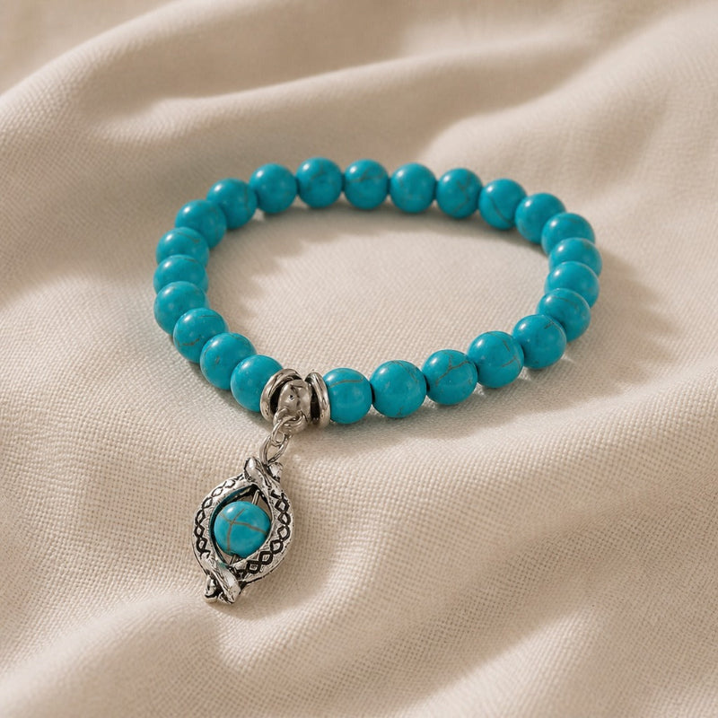 Pulsera de cuentas de turquesa brillante