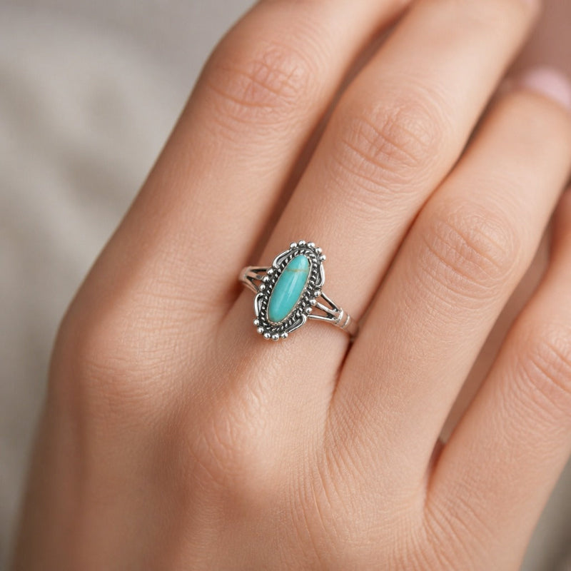 Anillo ovalado lustroso de turquesa – imagen 2