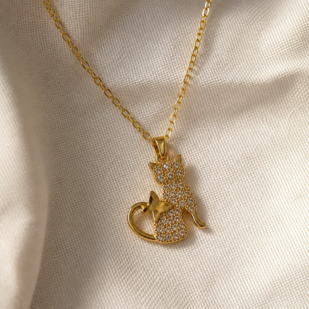 Collar con colgante de gato de cristal de lujo – imagen 2