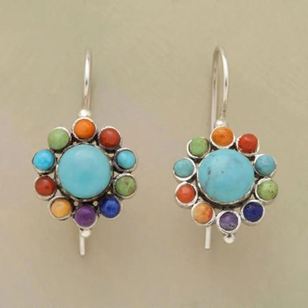 Pendientes de aro vintage con turquesa Iris