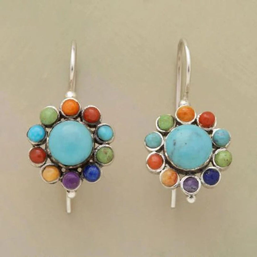 Pendientes de aro vintage con turquesa Iris