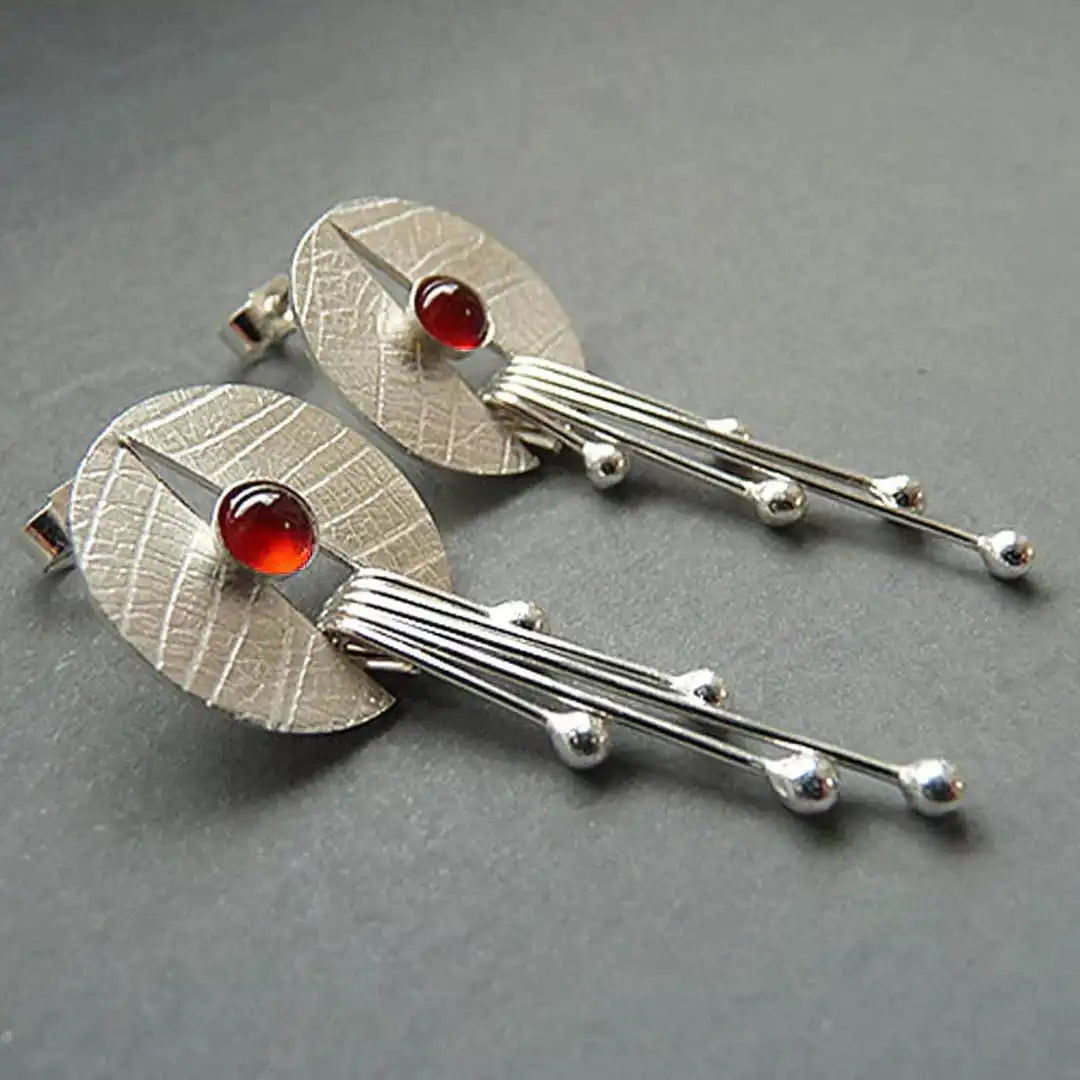 Pendientes colgantes de piedra roja hueca – imagen 3