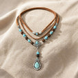 Collar de turquesa multicapa con colgante – imagen 2