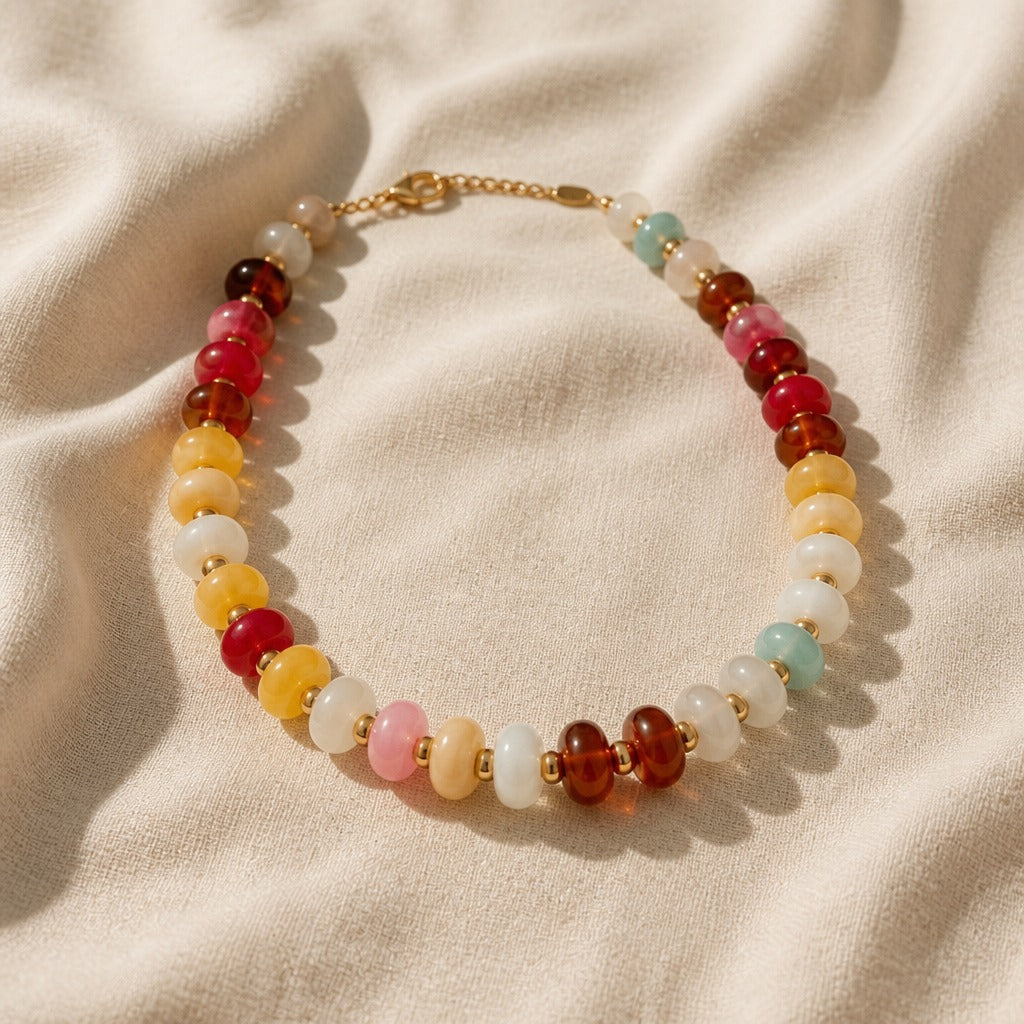 Collar bohemio de cuentas de vidrio esmerilado – imagen 2