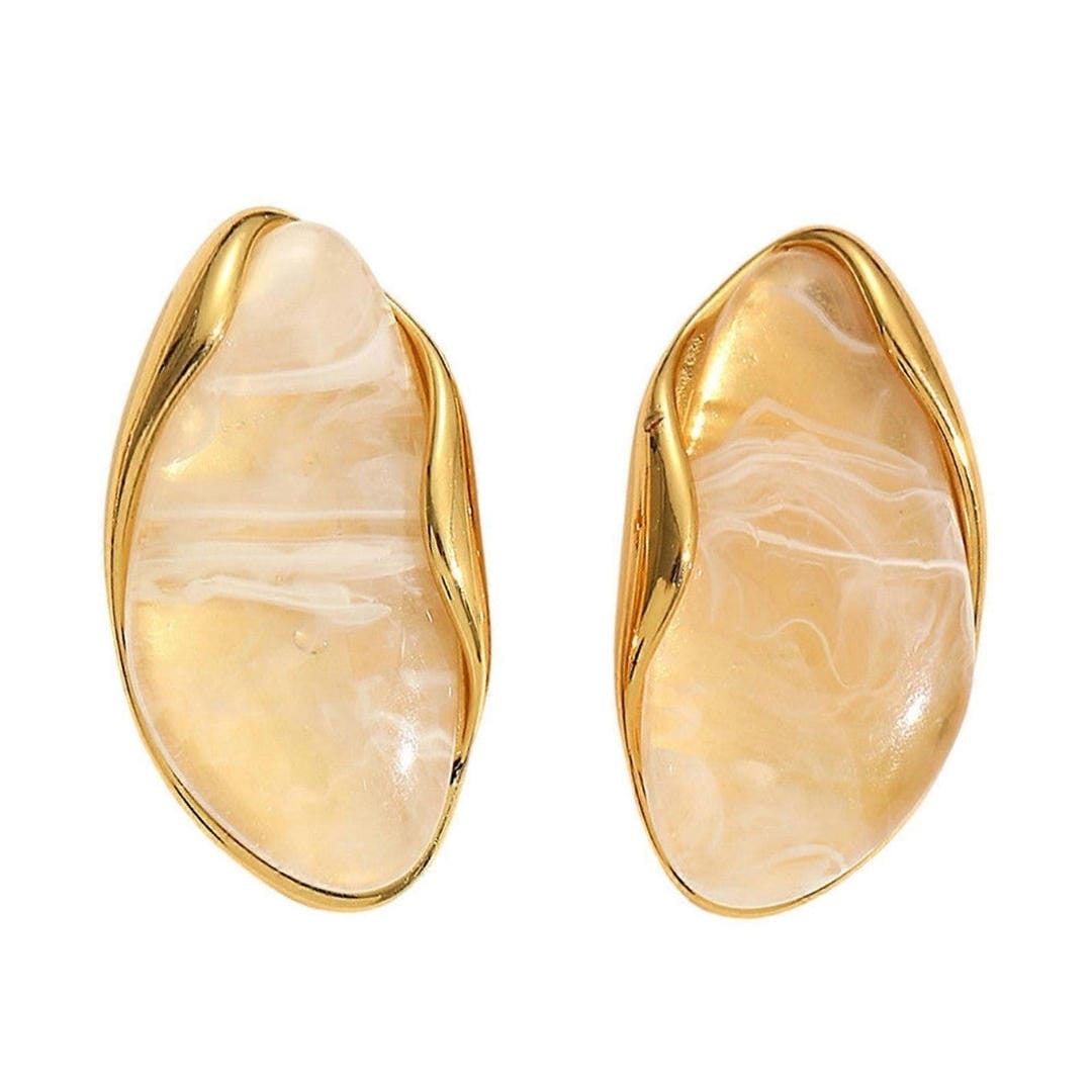 Pendientes multicolor de resina ámbar y madera – imagen 3