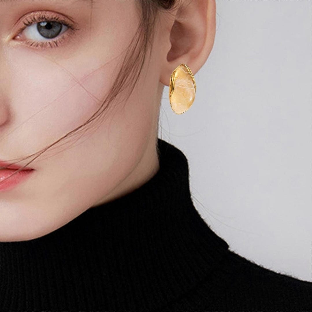 Pendientes multicolor de resina ámbar y madera – imagen 4