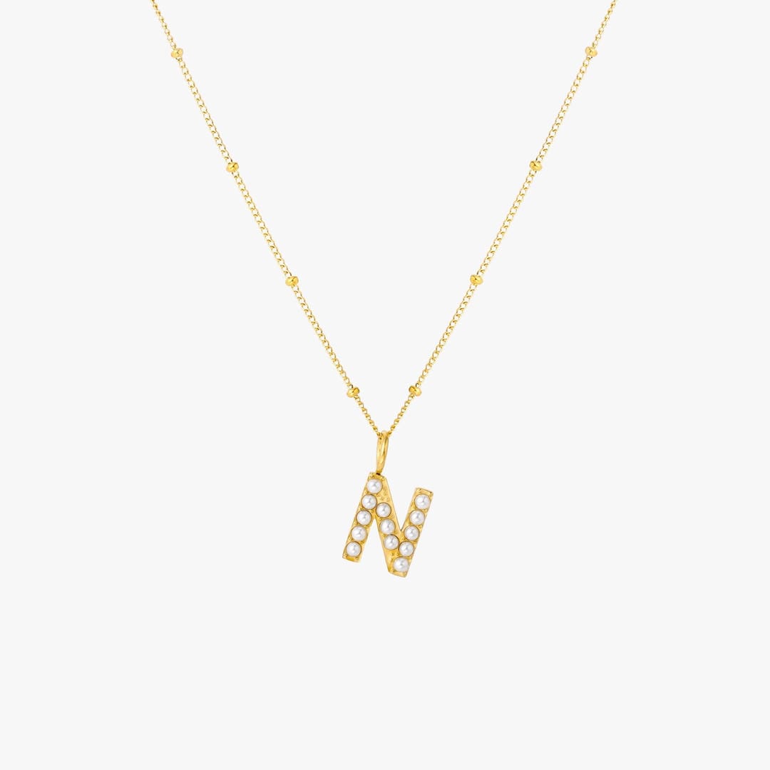 Collar con colgante inicial de perla – imagen 18
