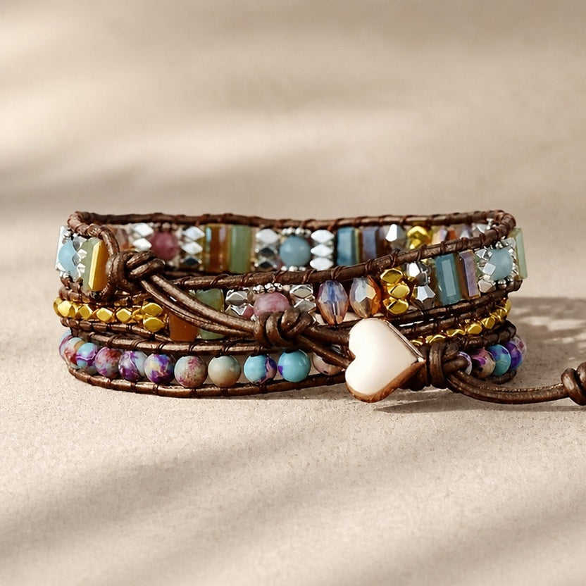Pulsera bohemia envolvente de piedras naturales