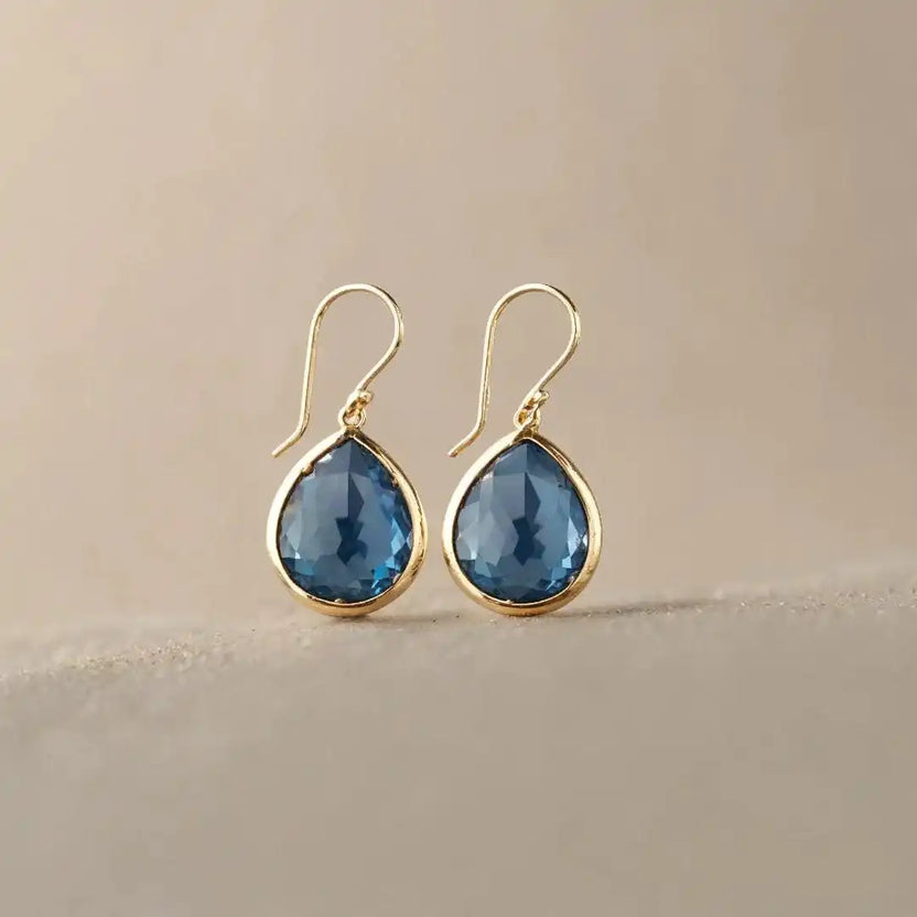 Pendientes retro de cristal azul