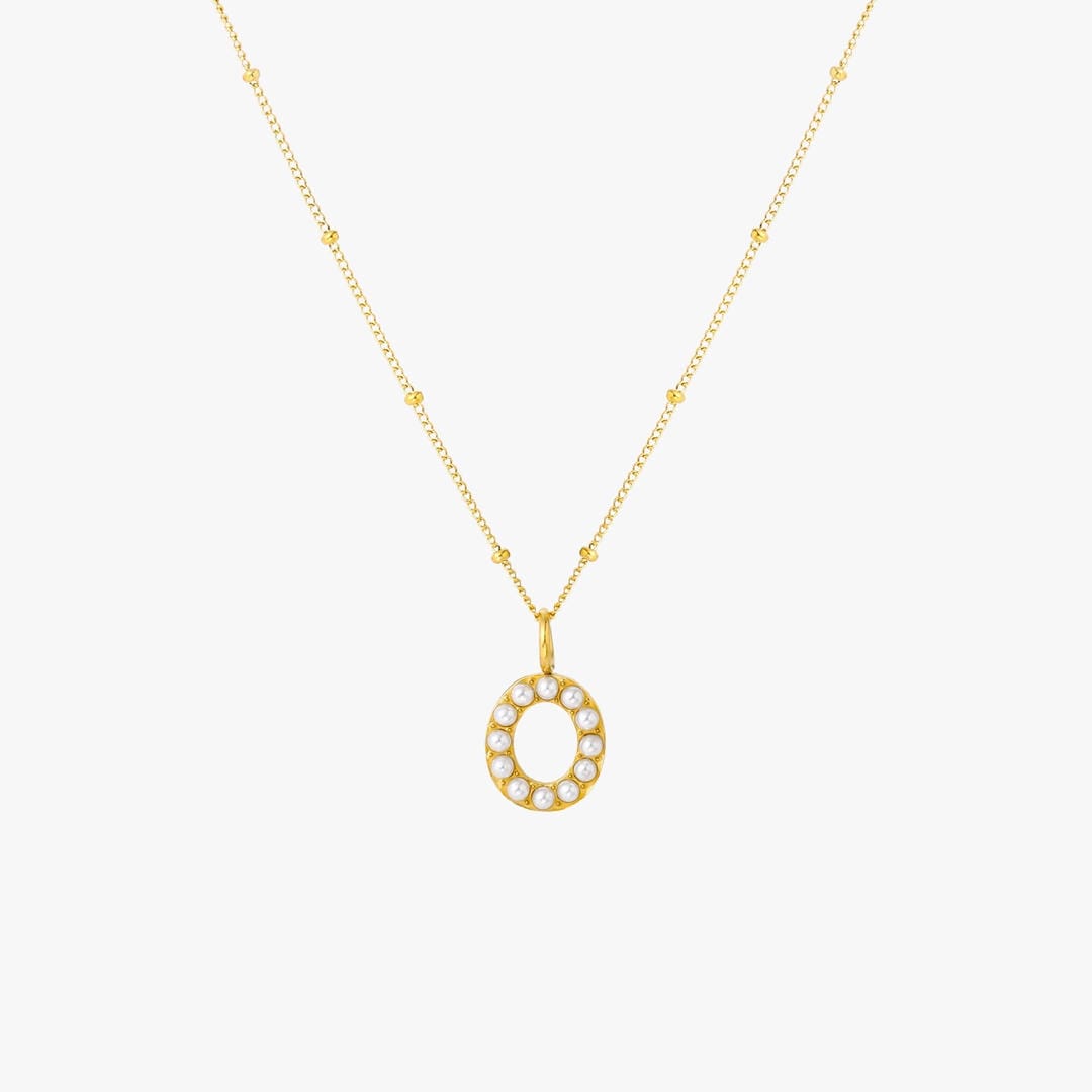 Collar con colgante inicial de perla – imagen 19