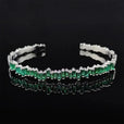 Pulsera rígida moderna en zigzag esmeralda – imagen 3
