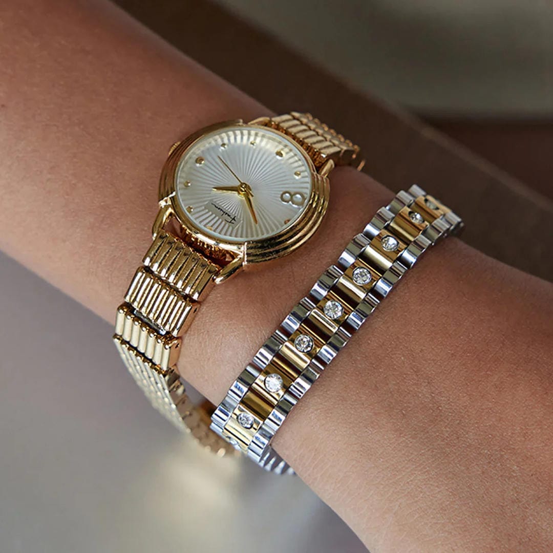 Correa de reloj de eslabones dorada elegante – imagen 4
