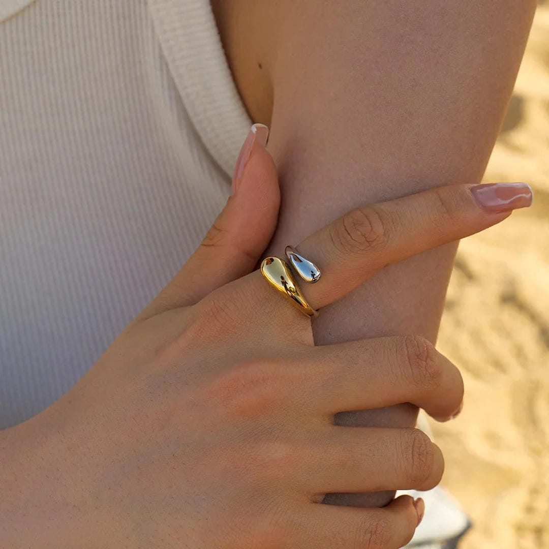 Anillo abierto radiante con gota – imagen 6