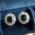 Pendientes de cristal esmeralda en plata
