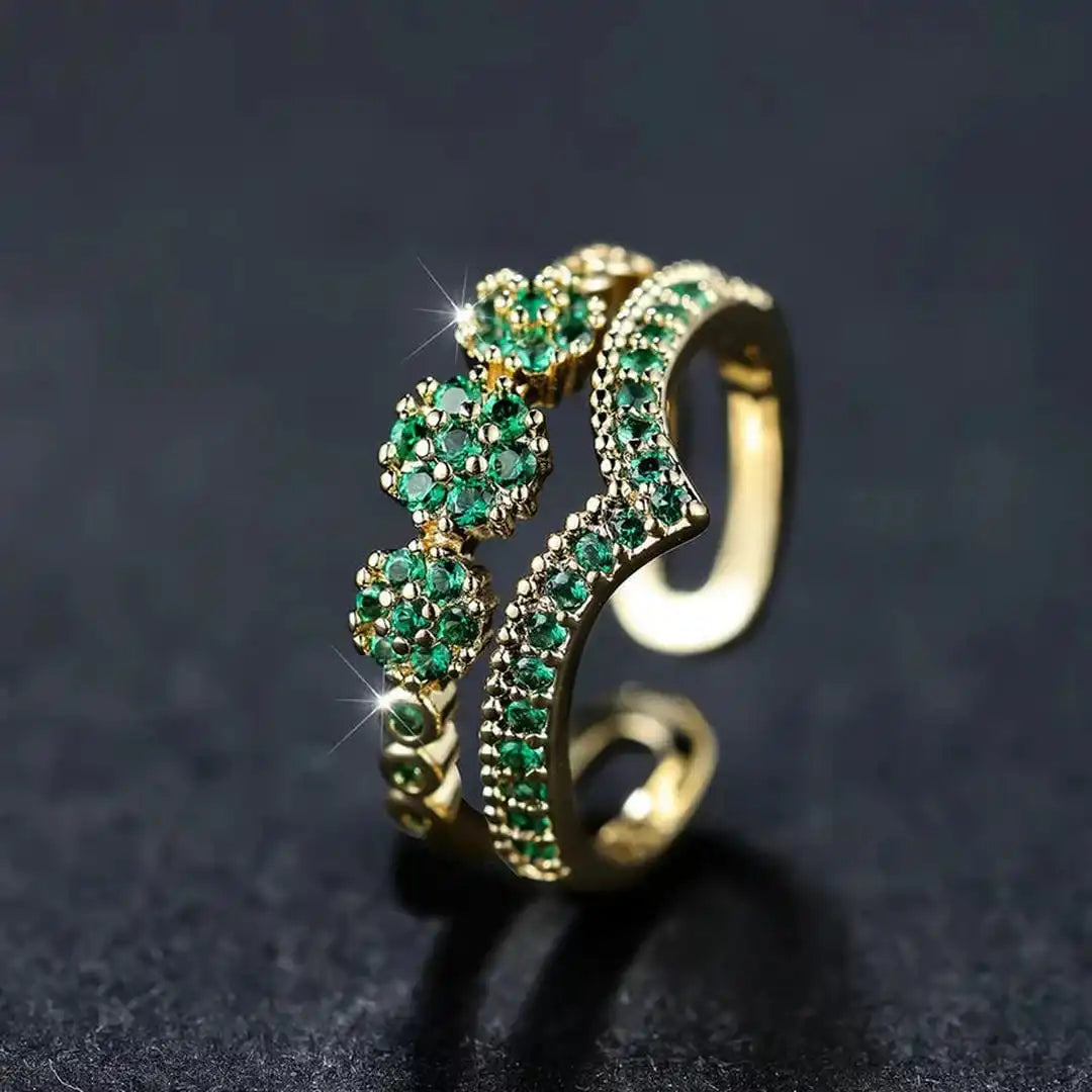 Anillo brillante con perlas esmeralda – imagen 2