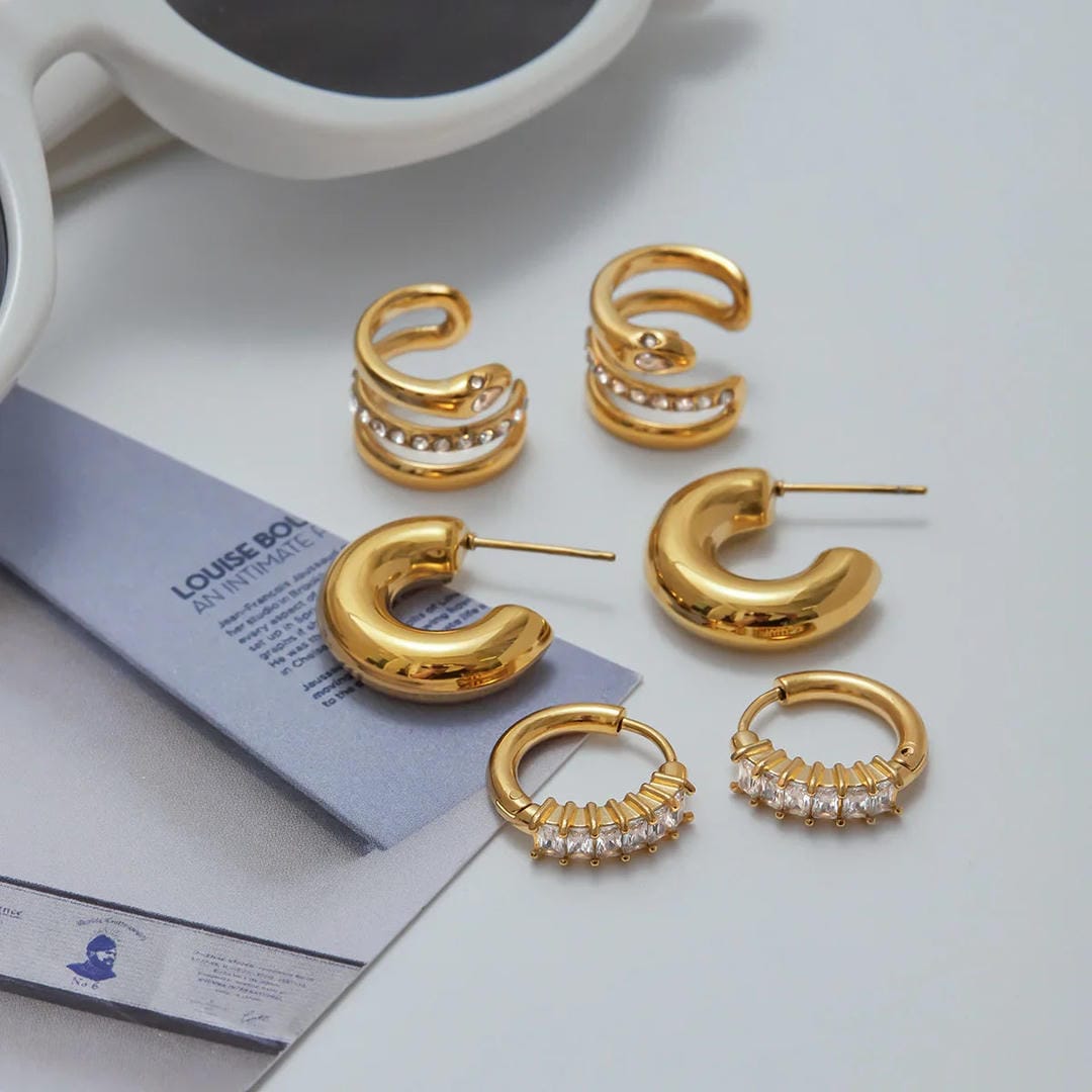 Conjunto de pendientes Esencial de oro Carmen, Lucía & Rocío