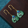 Pendientes retro de elefante verde – imagen 2