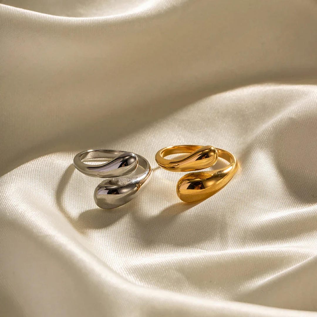 Anillo abierto radiante con gota – imagen 5
