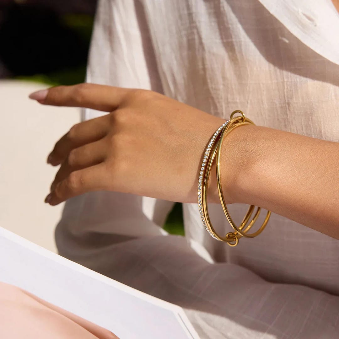 Pulsera elegante de cristales apilados – imagen 3