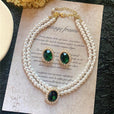 Set imperial de perlas y esmeralda