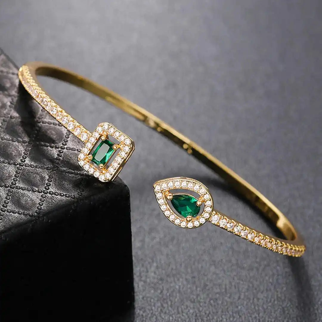 Pulsera abierta esmeralda elegante – imagen 2